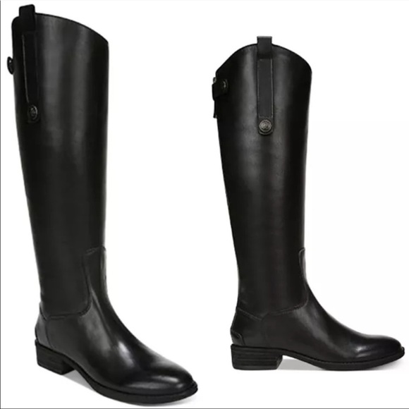 Sam Edelman Penny Leather Riding Boots Black Leather 5.5 Wide Calf NWT - Picture 1 of 11